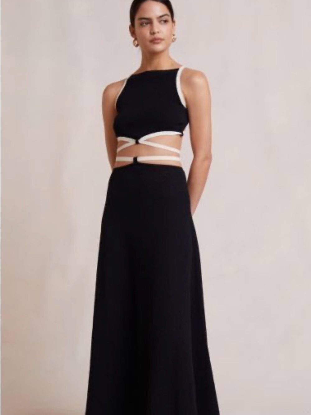 Black Maxi Skirt and Crop top set- Elegant Flowing Women's Skirt